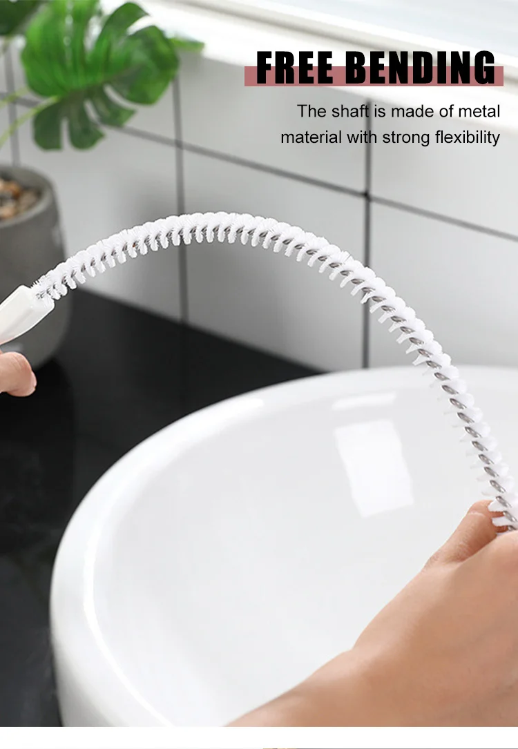 Flexible Pipe Dredging Brush – Drain Hair Clog Remover for Bathroom Sink & Sewer (45cm / 65cm)