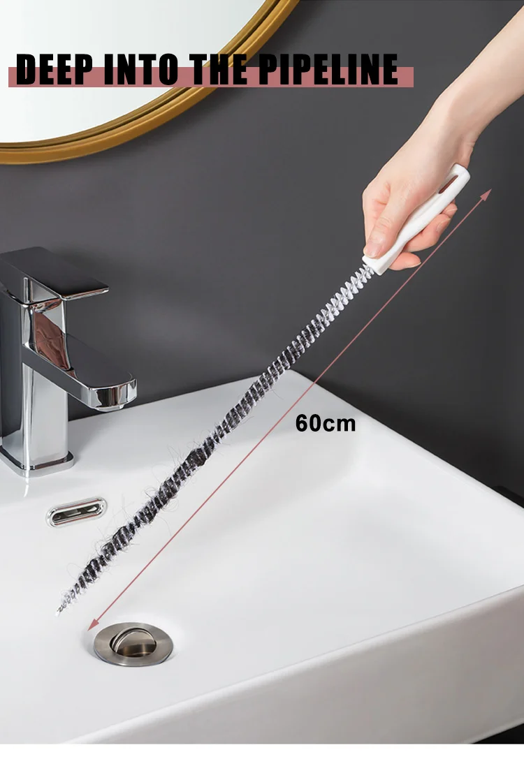 Flexible Pipe Dredging Brush – Drain Hair Clog Remover for Bathroom Sink & Sewer (45cm / 65cm)