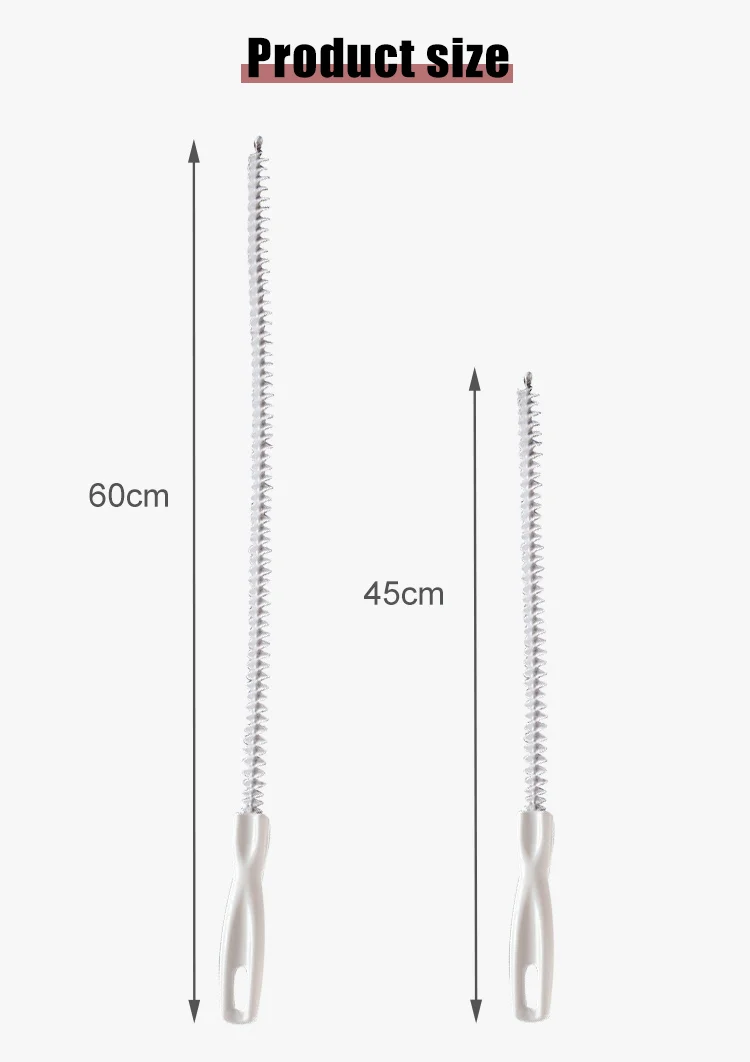 Flexible Pipe Dredging Brush – Drain Hair Clog Remover for Bathroom Sink & Sewer (45cm / 65cm)