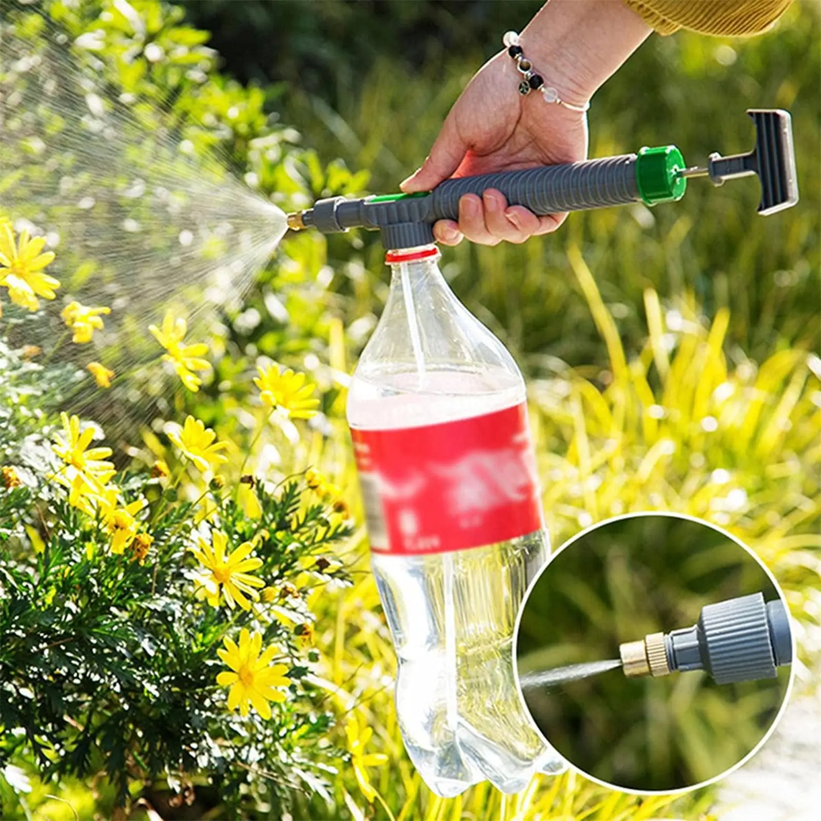 Manual High-Pressure Bottle Sprayer – Adjustable Nozzle for Garden Watering & Cleaning
